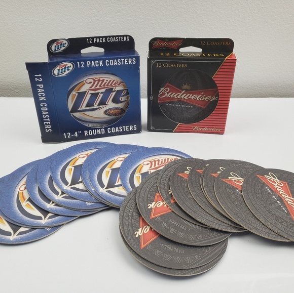 BUDWEISER & MILLER LITE COASTERS - Picture 3 of 4